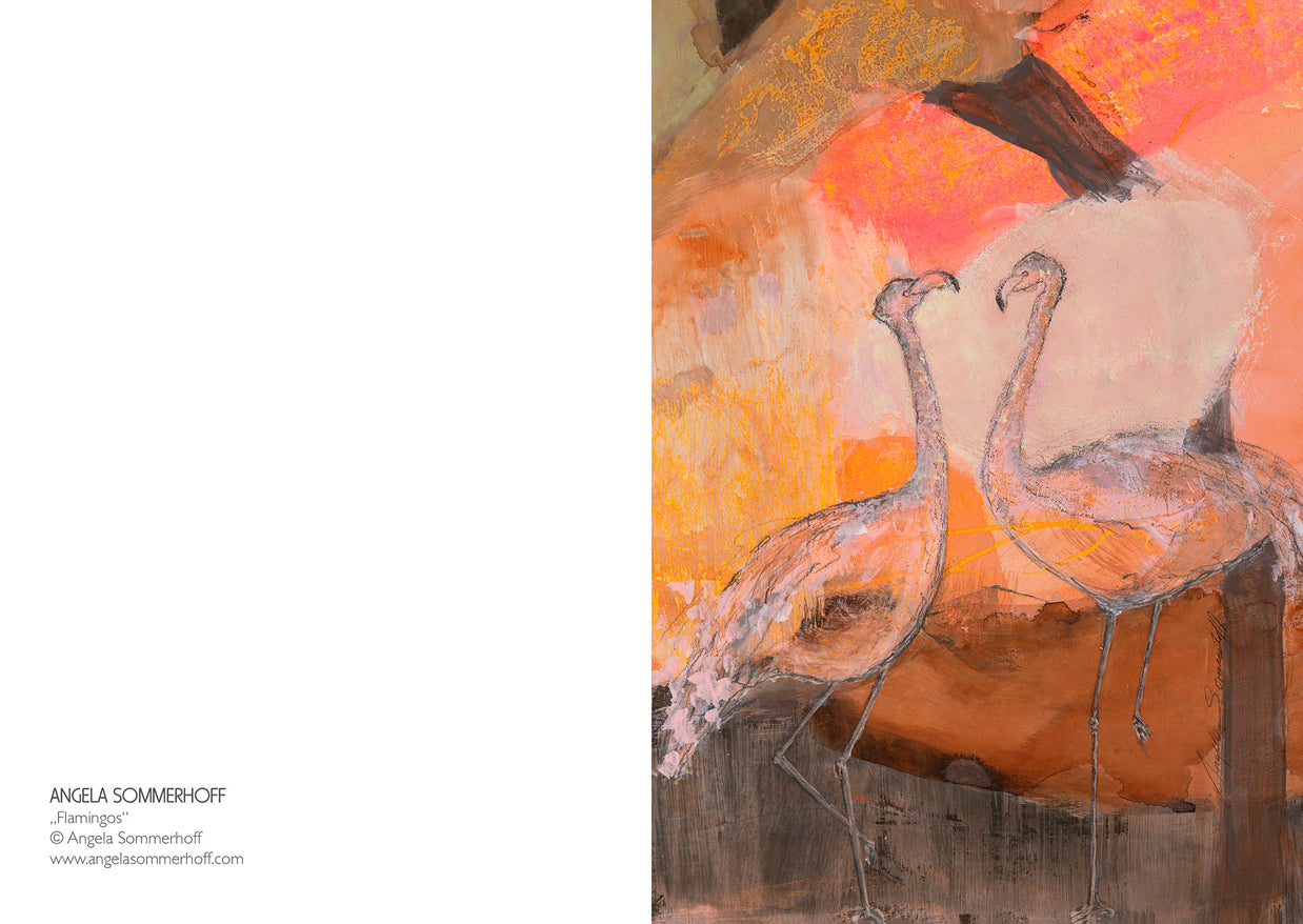Postkarte "Flamingos"